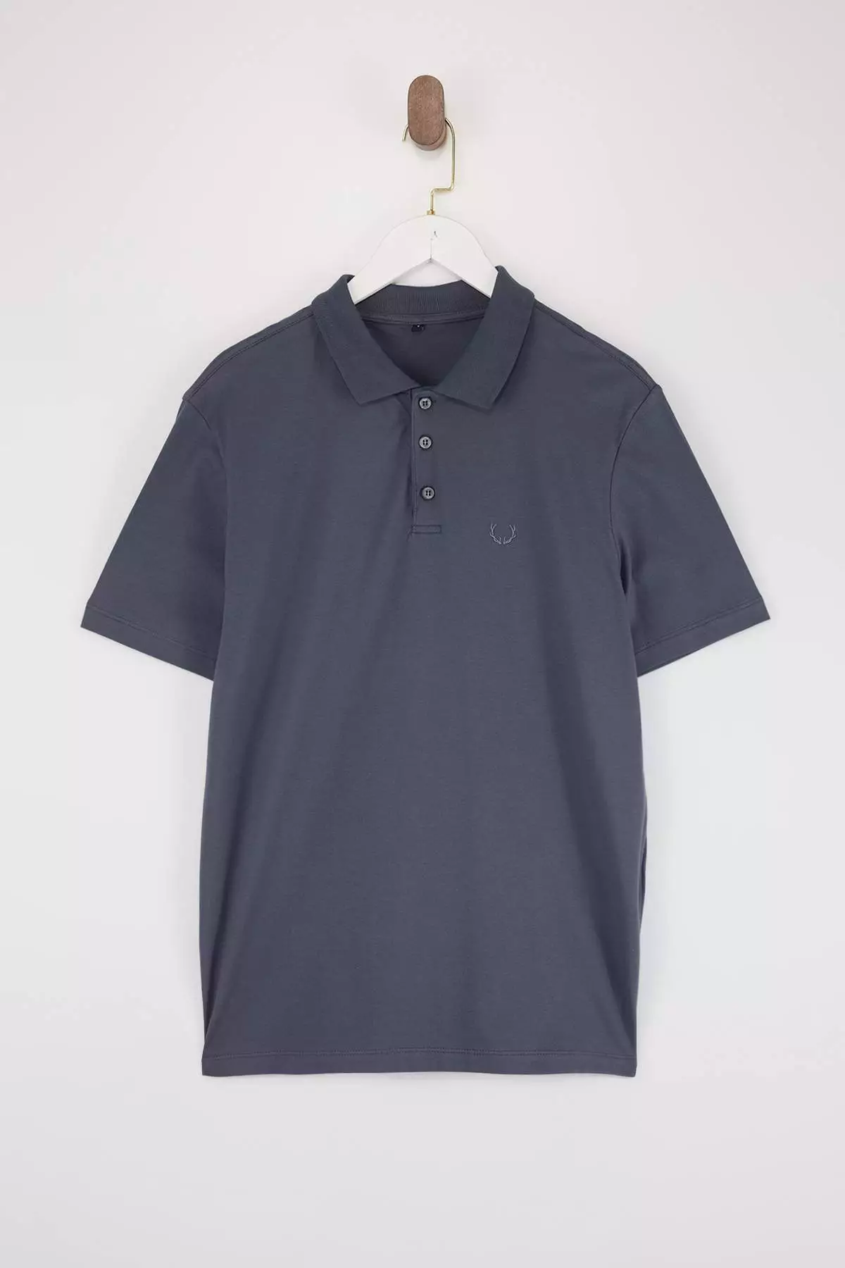 Smoked Regular/Normal Cut Basic Flexible Embroidered Polo Neck T-Shirt Tmnss26Po00016
