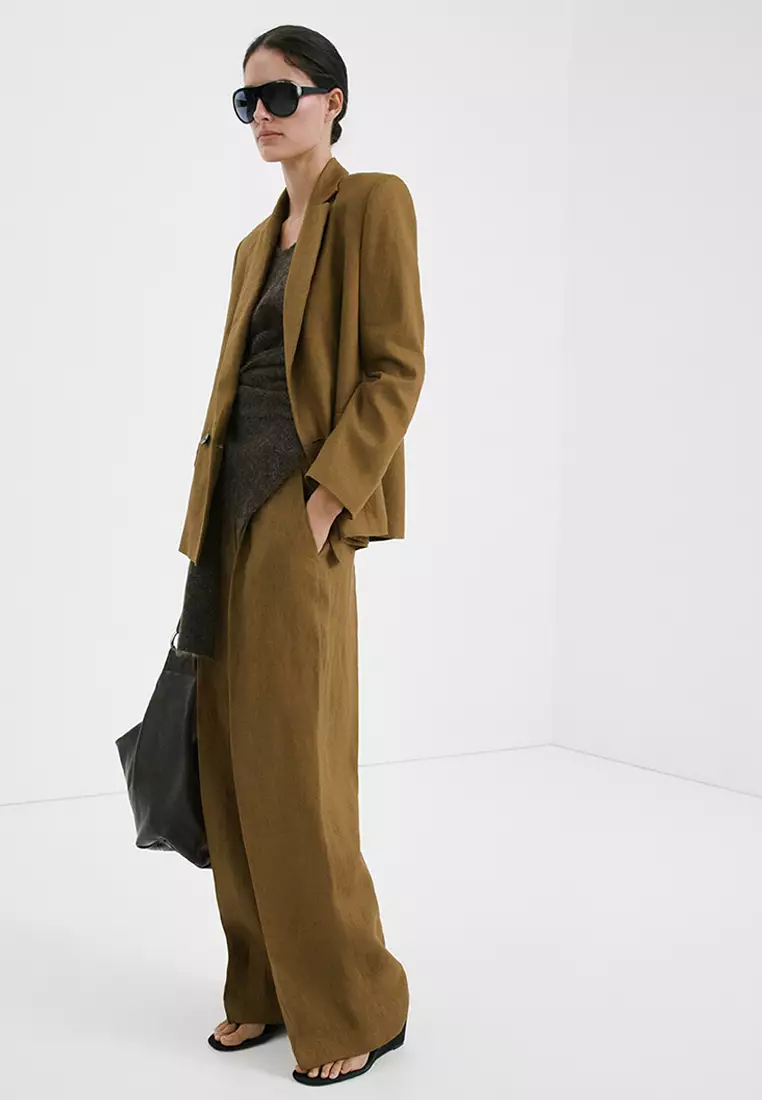 Straight-Fit Linen Suit Trousers