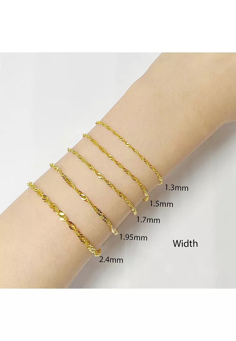 375/9K Gold Wave Chain Bracelet T001 (1MM)
