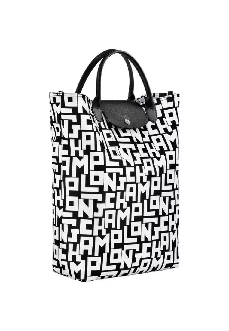 Longchamp Le Pliage LGP M Tote Bag Black White