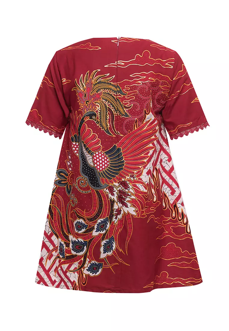 Dress Baju Pesta Batik Anak Perempuan Jonasa Red Katun Premium Prada