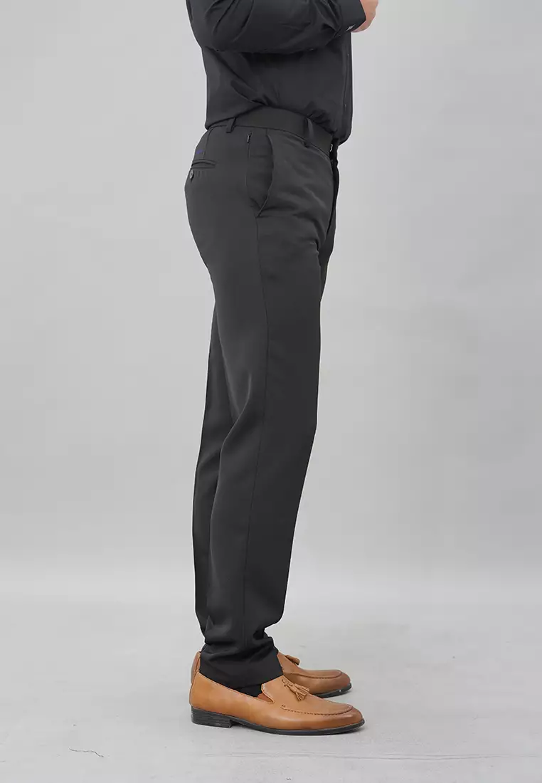 Johnwin - Celana Formal - Celana Pria - Hitam - Polyester - Slim Fit - F.1011.010.110.C