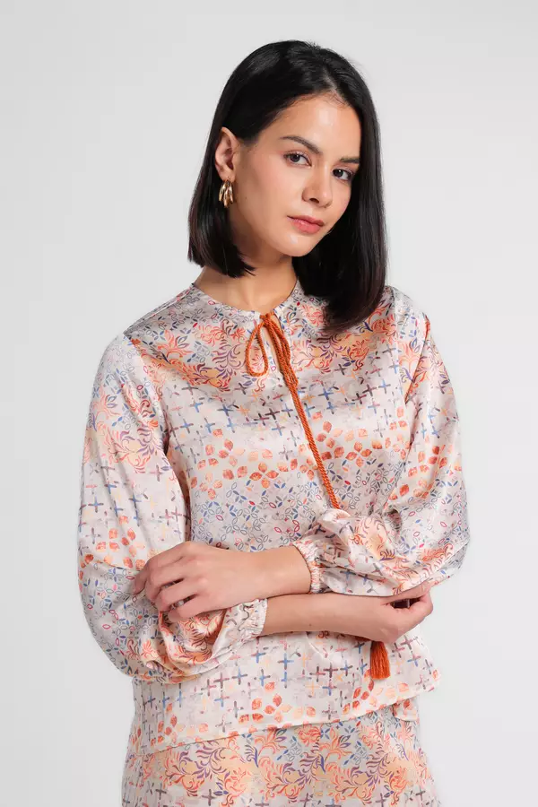 MINIMAL - Nasya - Blus Motif Etnik - Beige