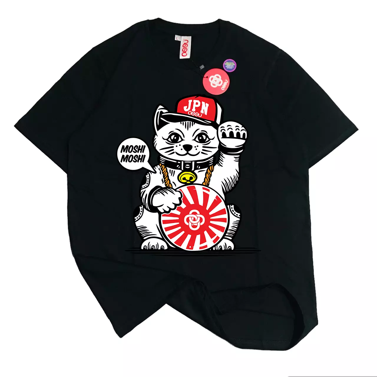 OSSU Lucky Cat Black Tshirt