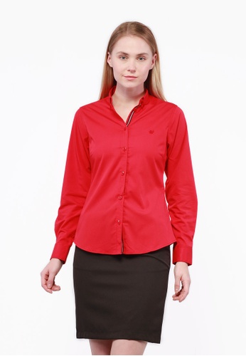 Nicole Exclusives red Nicole Exclusives Long Sleeves Collared Shirt-Red 20799AA1DE28B6GS_1