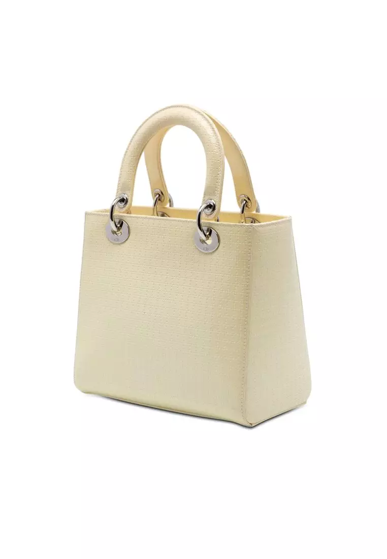 Pre-Loved Dior Medium Patent Microcannage Lady Dior