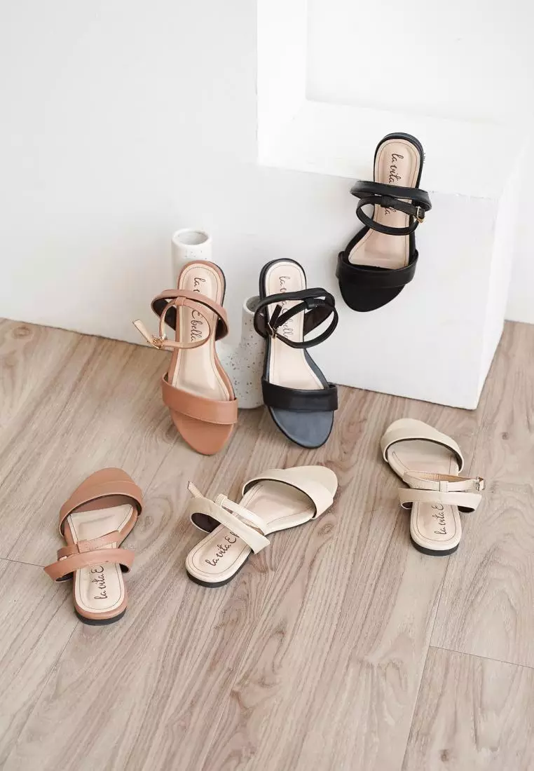 Molly Ankle Strap Sandal Flat Wanita Vegan Leather