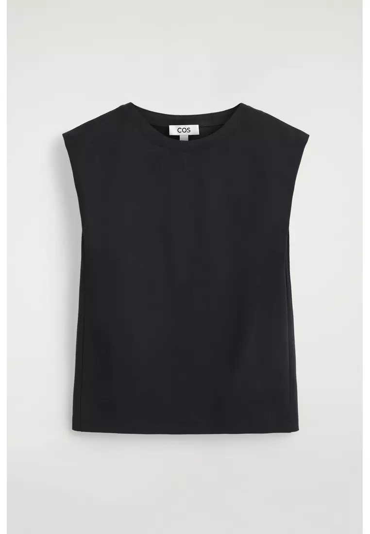 FOLDED-SHOULDER COTTON-JERSEY TANK TOP