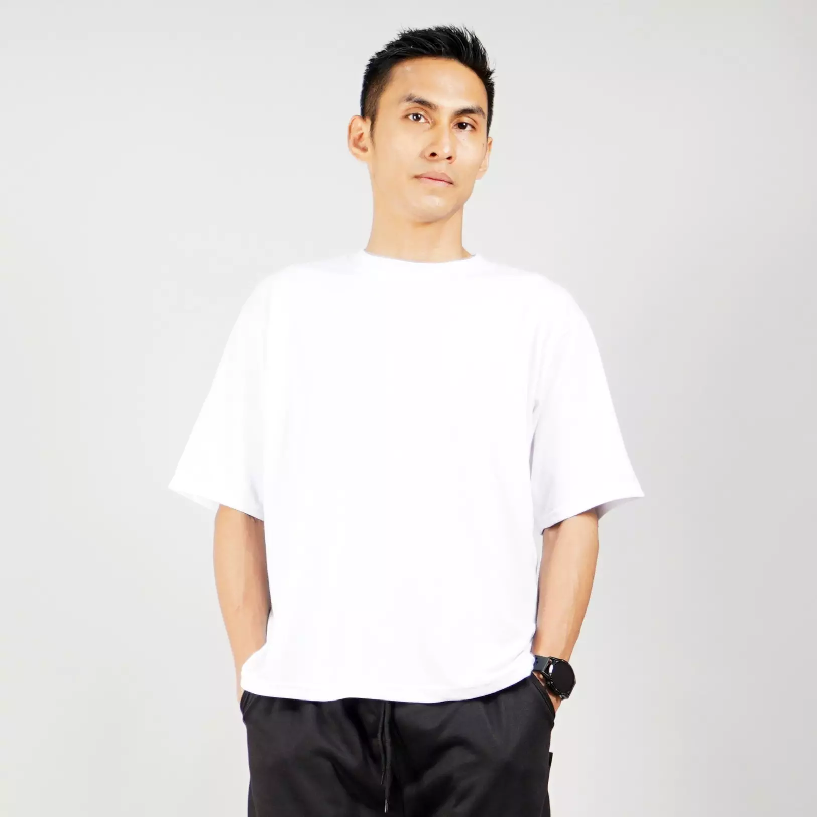 GEORGE Kaos Putih Polos TShirt Polos Basic T-Shirts Pria Lengan Pendek - PUTIH
