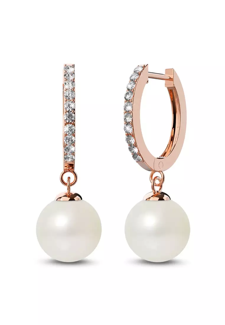 Gold and pearl drop earrings top
