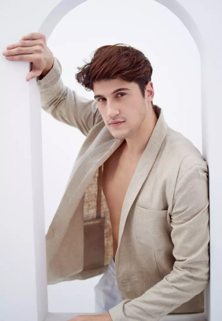 Sand Blazer Linen Pria Cream - Linen Blazer Men Cream