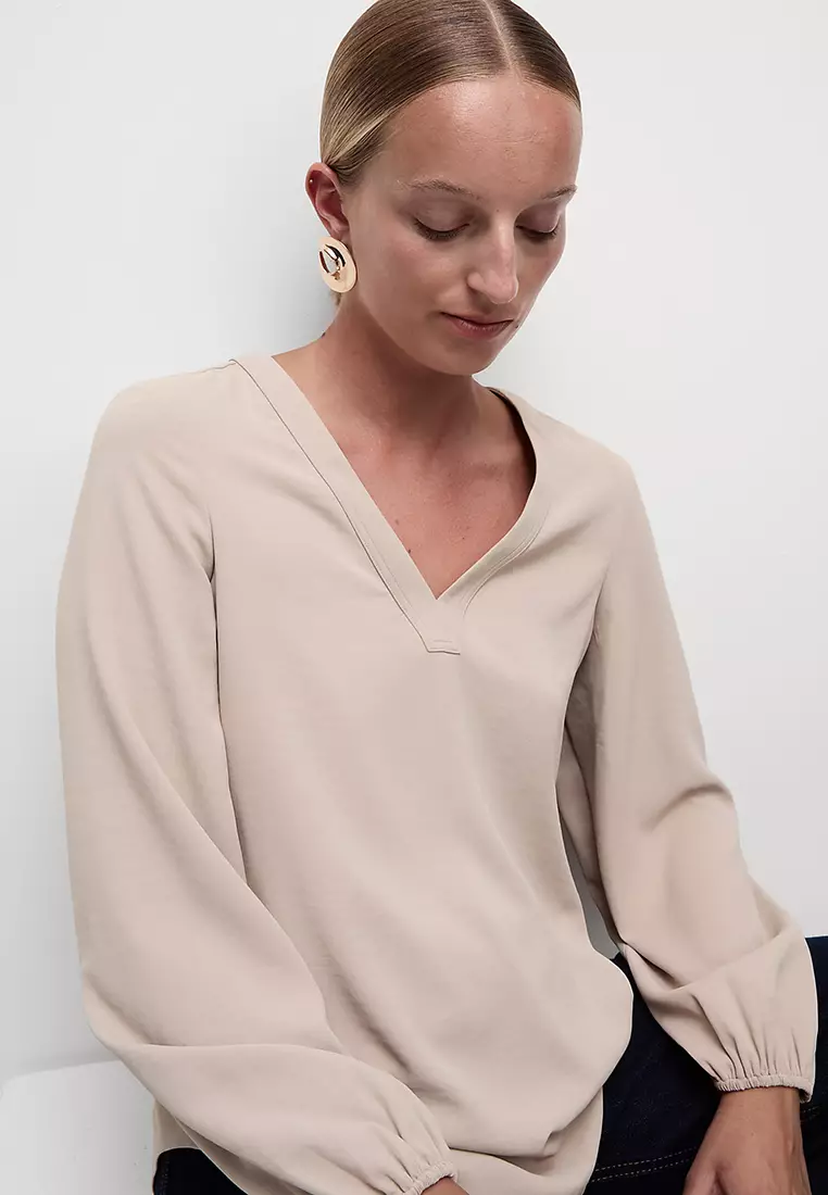 V-Neck Popover Blouse
