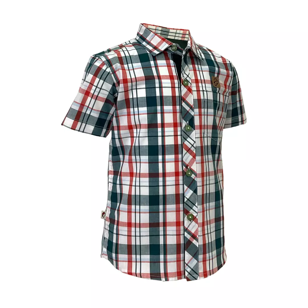 Pingu Kemeja Anak Laki Laki Kotak-Kotak Pendek Hijau 92200232