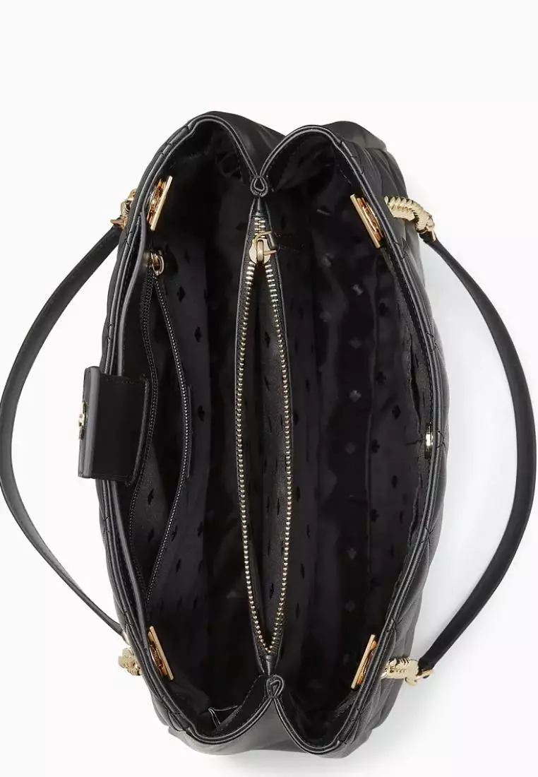 Kate Spade Carey Smooth Quilted Leather Tote Black