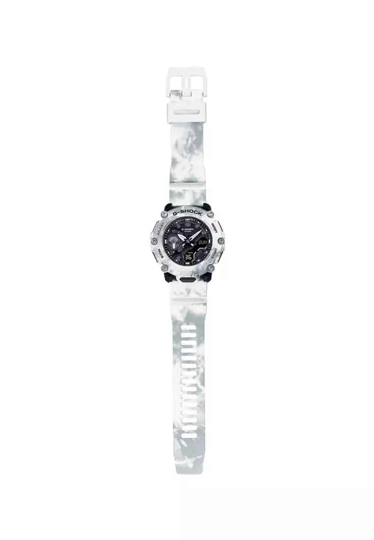 Men's Analog-Digital Watch GA-2200GC-7A Frozen Forest Carbon Core Guard White Resin Band Sport Watch