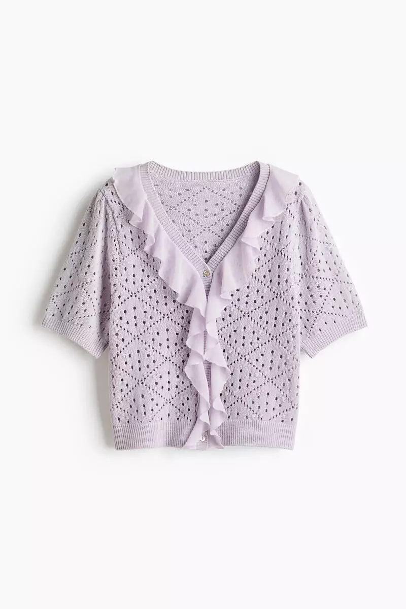 Flounce-trimmed cardigan