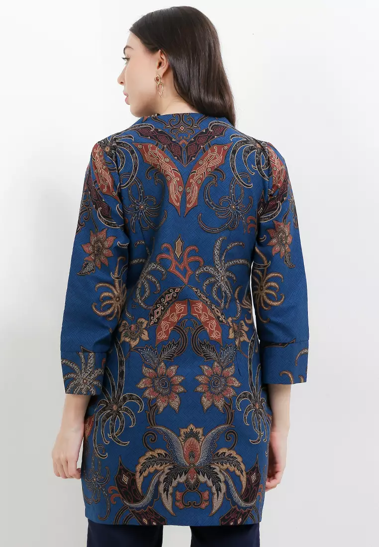 Batik Talenta Exclusive Batik Wanita Blous Panah Blue