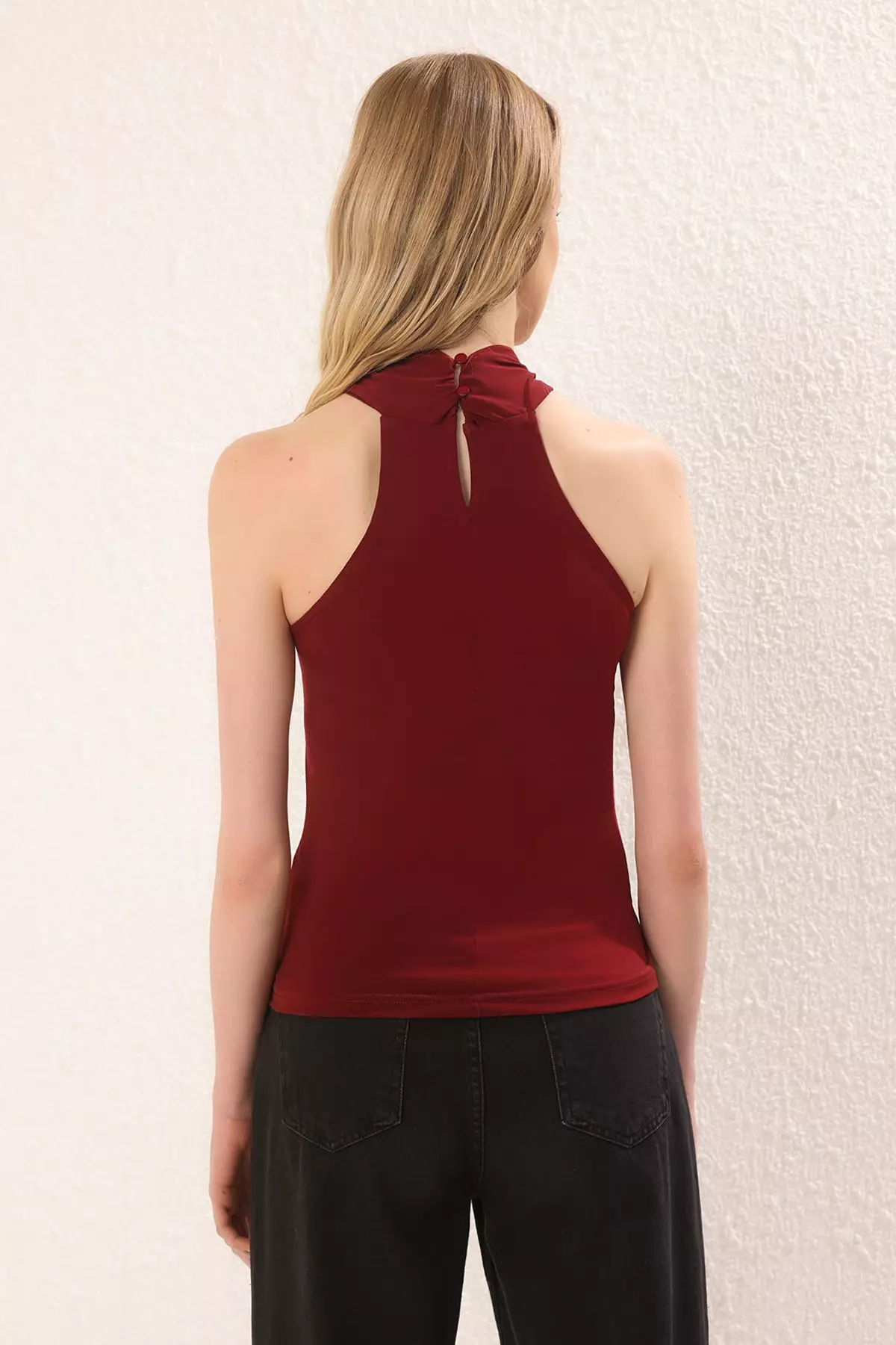 Claret Red Knitted Blouse TWOSS25BZ00399