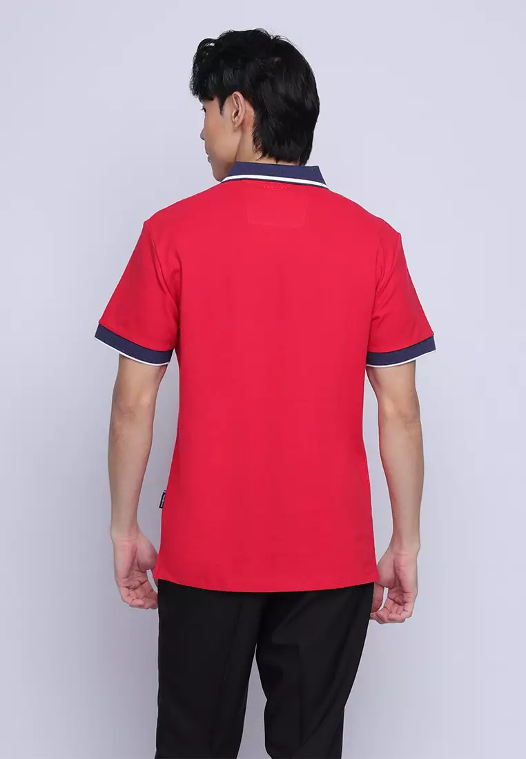 Plain Color Block Pique Polo Shirt