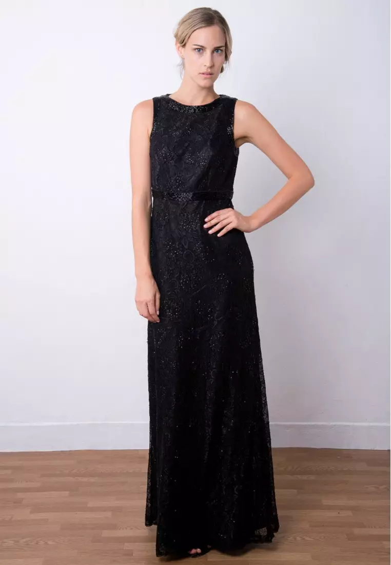 迷人修身釘珠晚裝裙