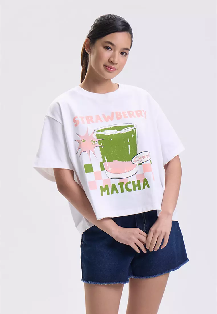 Strawberry Matcha Loose Graphic T-shirt