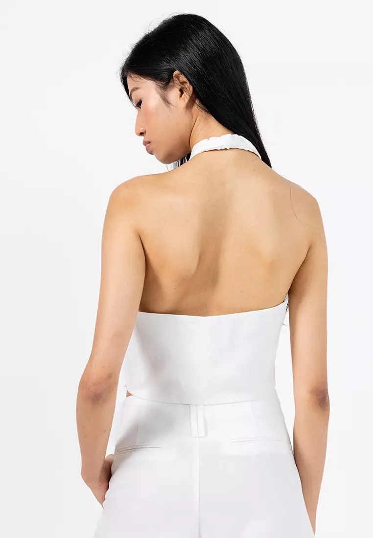 Crossed Halter Crop Top