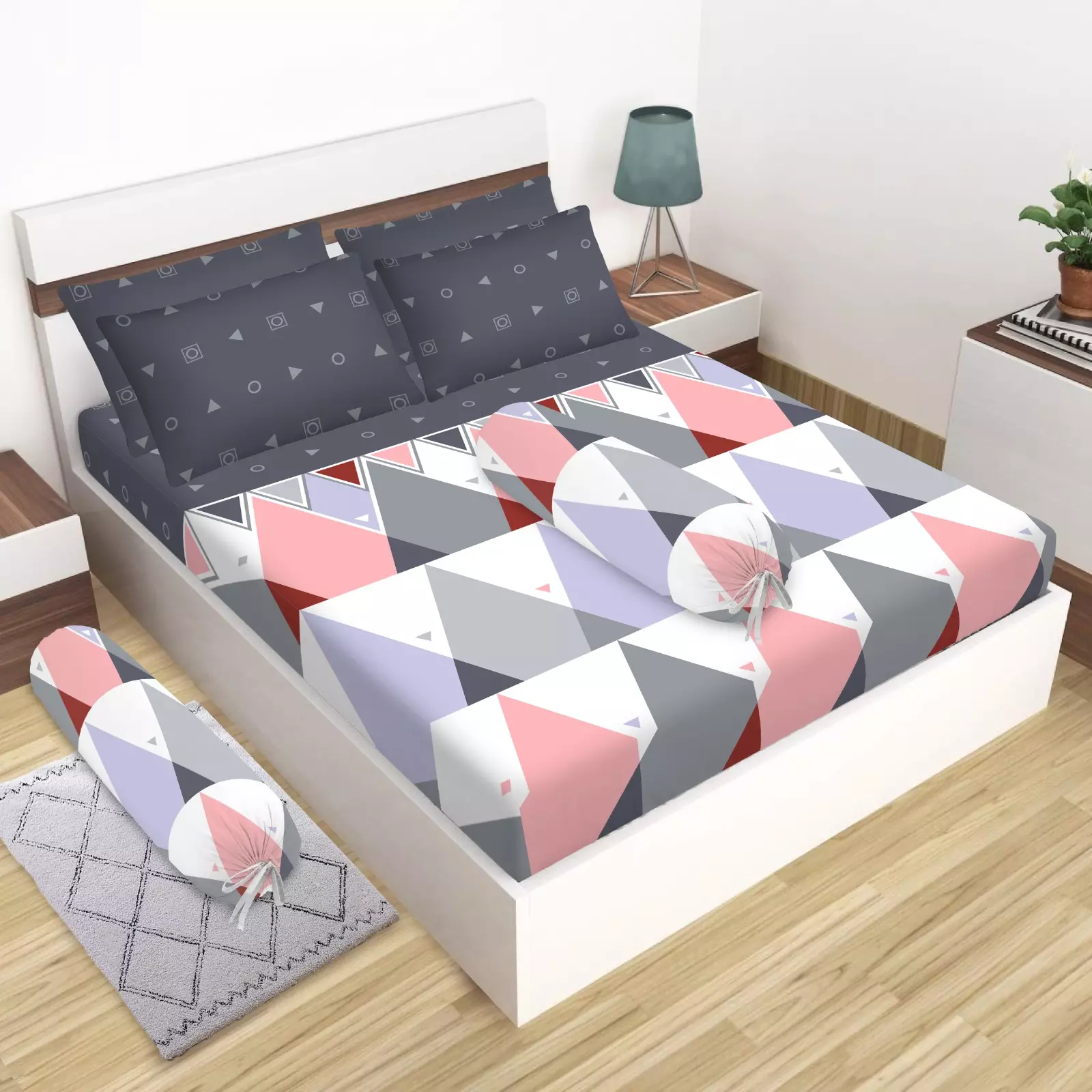 Jual Akiko Akiko Sprei Set Minimalis Aesthetic Ukuran King 180x200 Bantal 4 Motif Giza