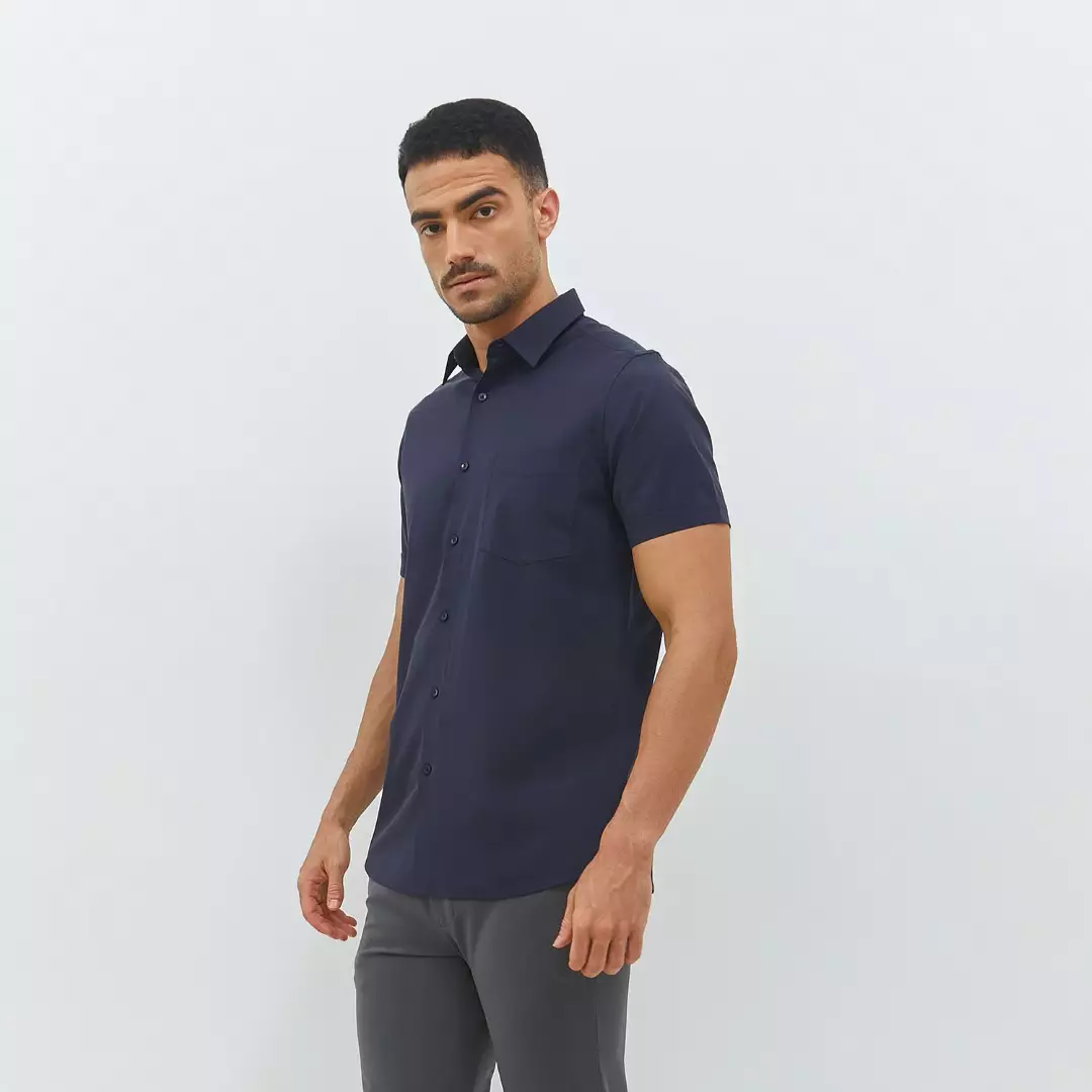 Jobb Hingham Kemeja Pria Lengan Pendek Slim Fit Navy Colour Navy