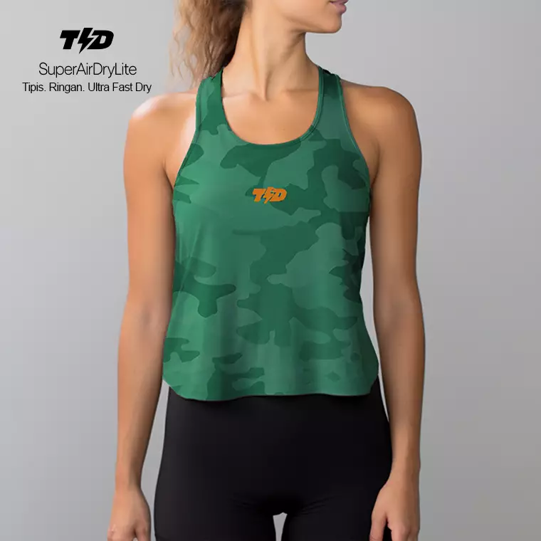 LSC64 Crop Tank Top Olahraga Camo SuperAirDry Lite Warna Hijau Fuji Green