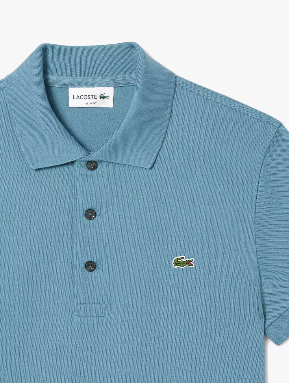 Slim Fit Stretch Mini Piqué Polo Shirt - Blue