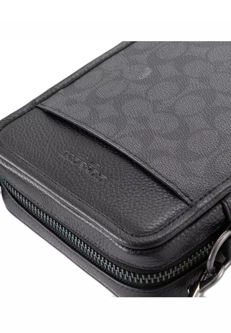 Mens Sullivan Crossbody In Signature Canvas - Charcoal Black