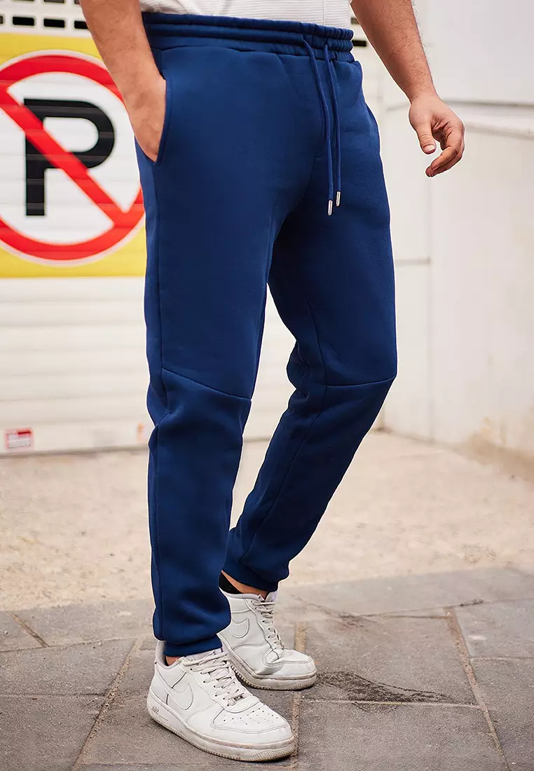 Indigo Regular/Normal Cut Stitch Detail Thick Sweatpants TMNAW25EA00002