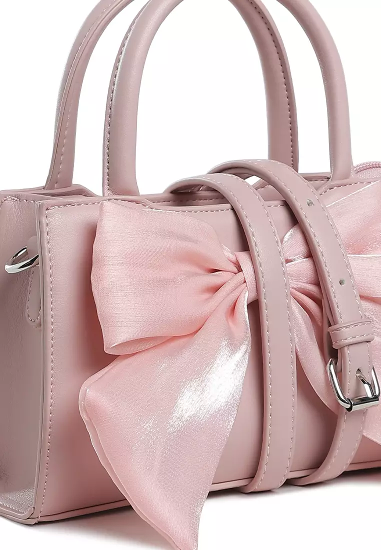 Tas Tangan Mini Detail Pita Besar Warna Pink