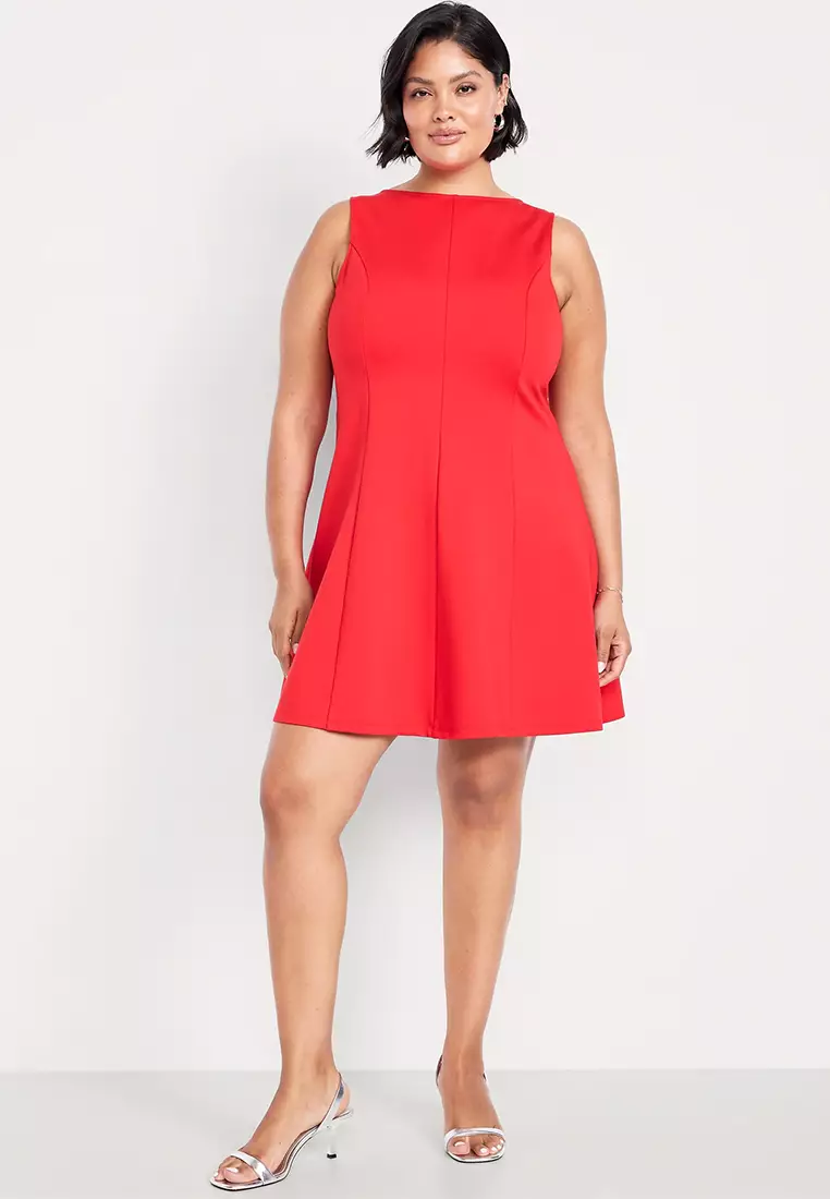 Sleeveless Ponte-Knit Mini Swing Dress