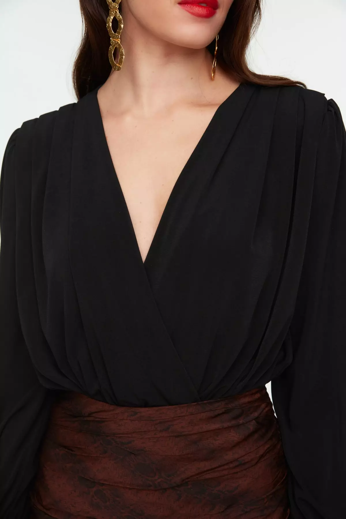 Draped Collar Detail Bodysuit