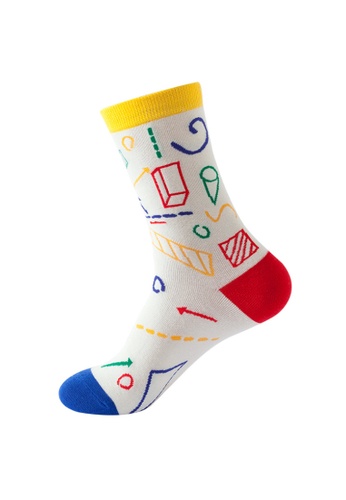 Kings Collection white Shapes Pattern Cozy Socks (One Size) HS202269 E8656AAE338144GS_1