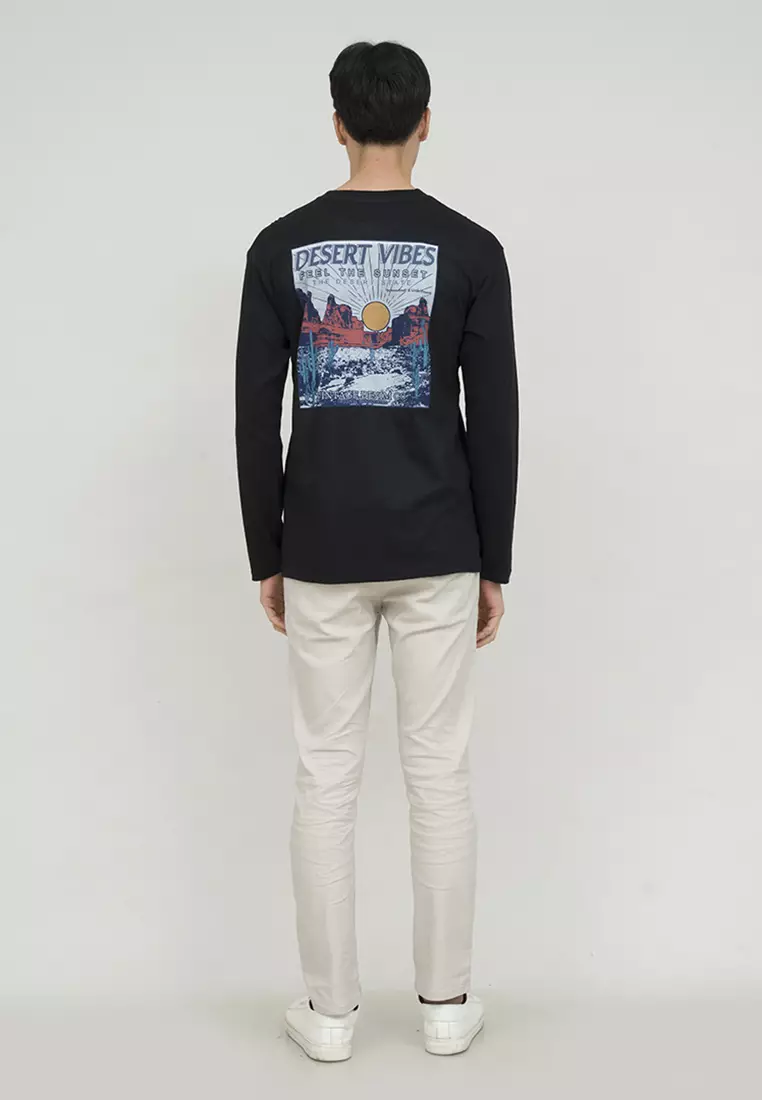 Kaos cotton combed lengan panjang pria hitam houseofcuff desert vibes