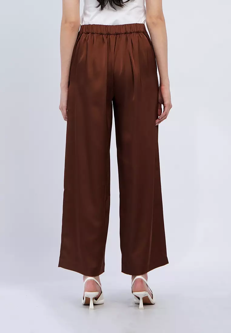 High Waist Satin Wide Leg Pants
