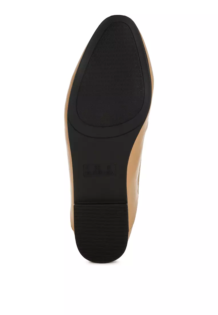 Horsebit Embellished Loafers in Tan