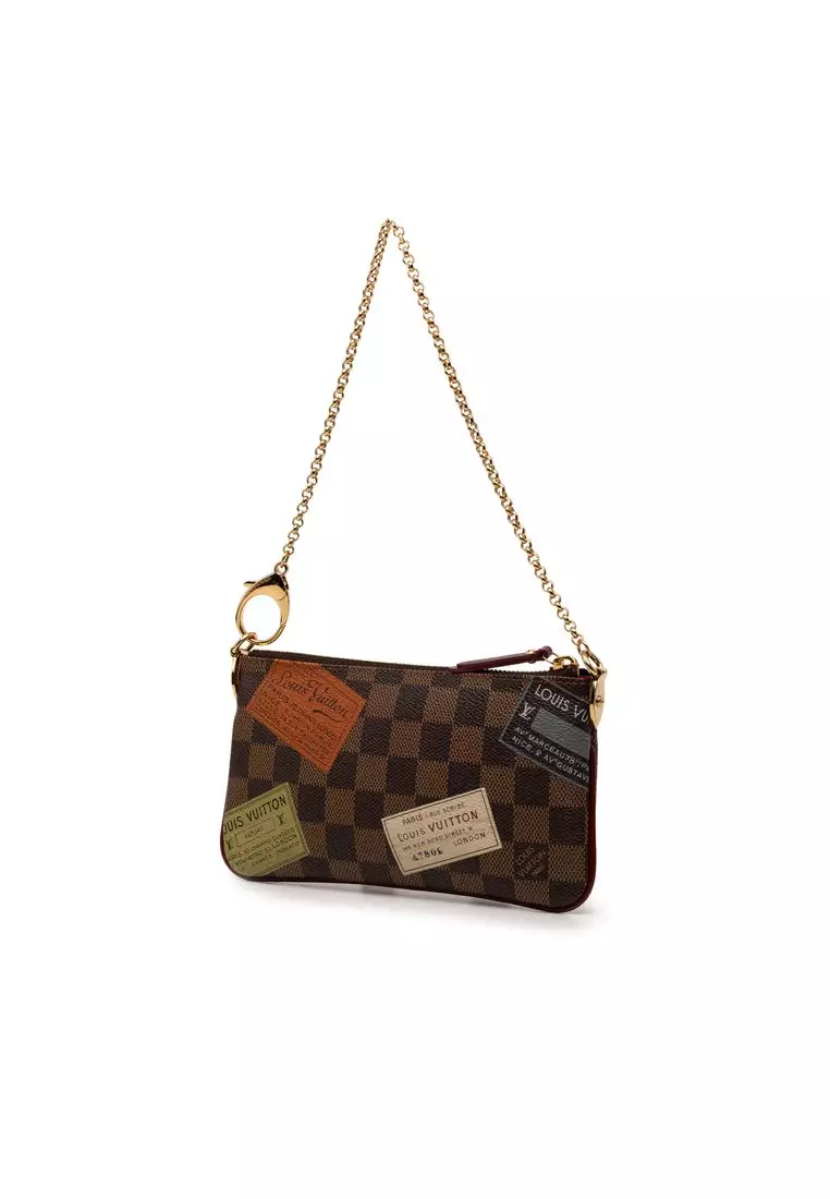 Pre-Loved Louis Vuitton Damier Ebene Trunks Labels Pochette Milla Mm