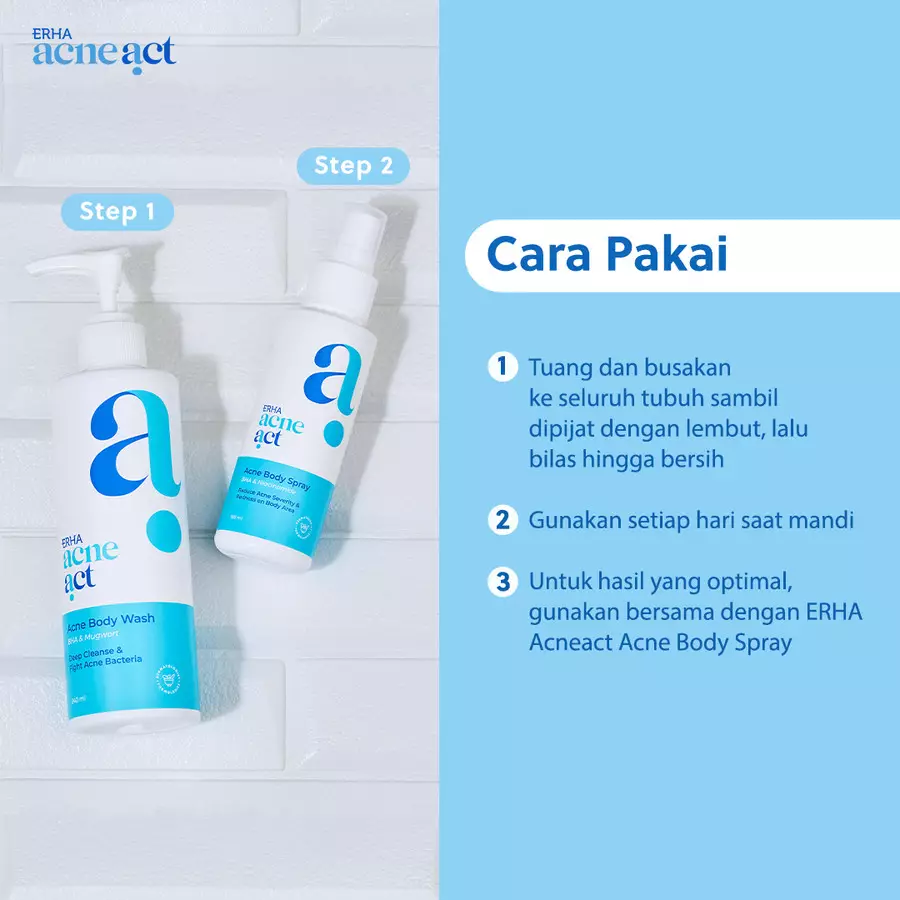 ERHA Acneact Body Wash BHA & Mugworth 240 ml - Sabun Badan Jerawat Punggung | BHA | Sulfur