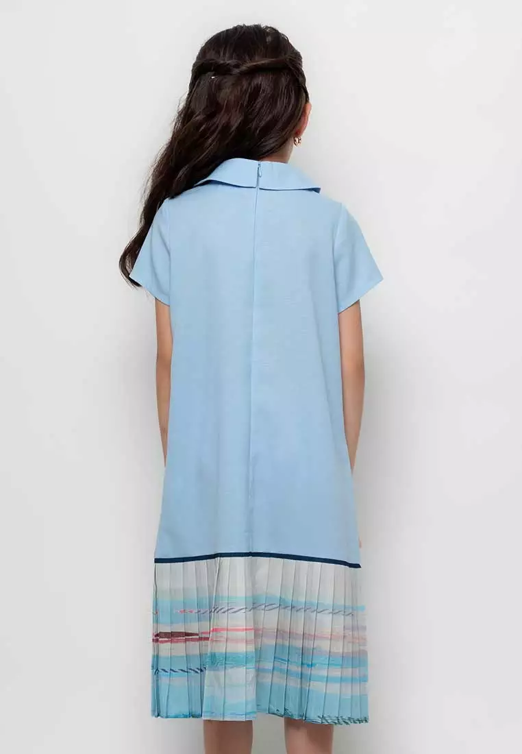 Treehouse Aurora Collared Dress with  Pleated Hem