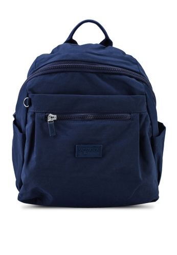 Bagstation navy Crinkled Nylon Small Backpack ABEB5AC6CCC171GS_1