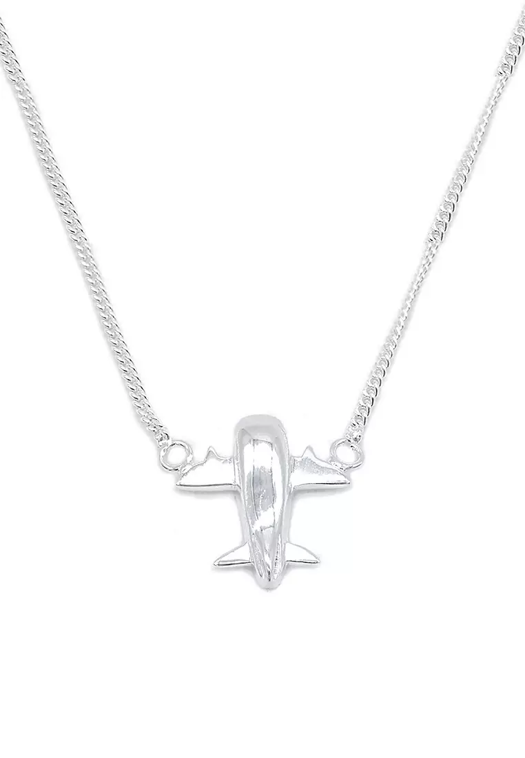 Buy Silverworks Hildireth Plane Silver Necklace with Curb Chain
