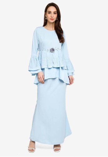 Kurung Modern Peplum From Gene Martino In Blue Baju Kurung Moden Baju Kurung Moden