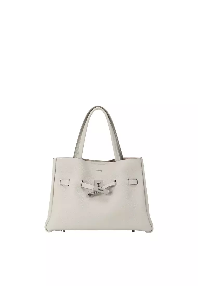 SAOIRSE Soft Structural Belt Tote Bag - Light Grey