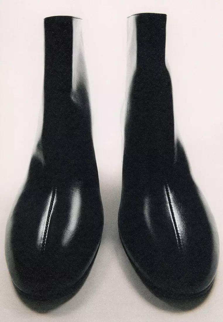 Leather Ankle Boots with Block Heel