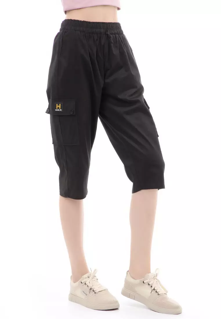 Madoc Short Pants Celana Pendek Kasual Wanita 7/8 Style Pocket Material Cotton ORIGINAL - Black
