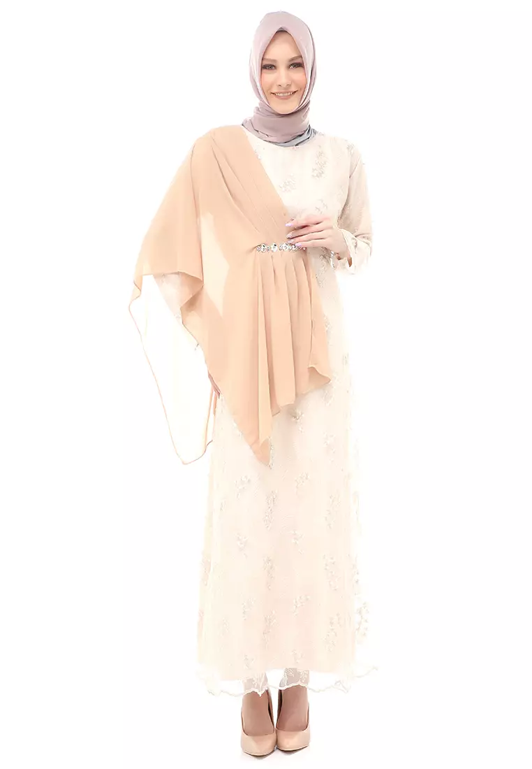Anita Gaun Long Dress Wanita Regular Fit - Latte