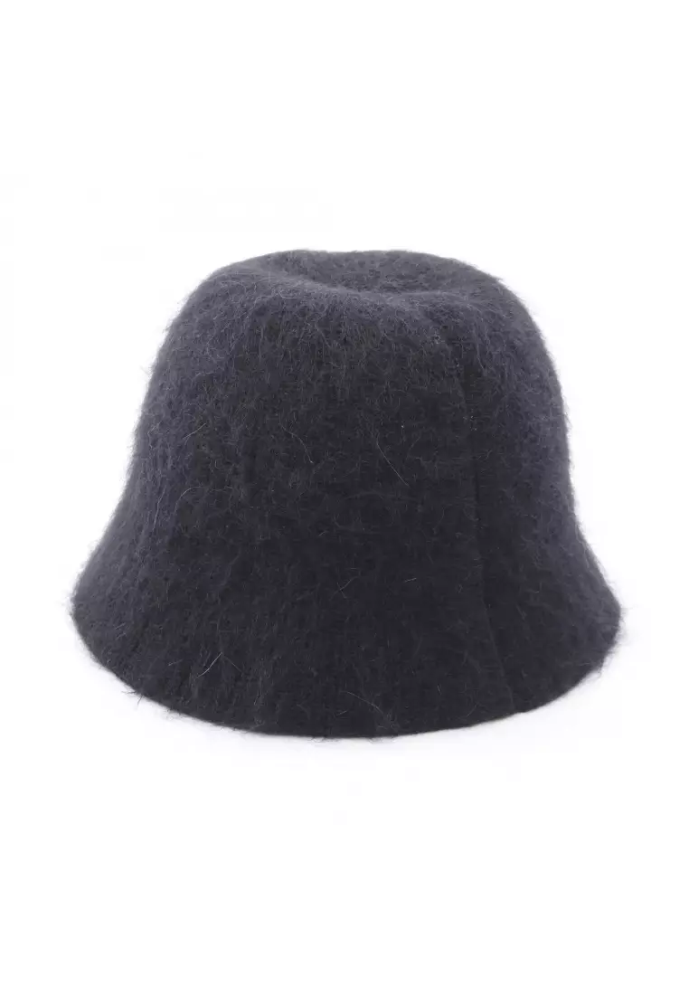 Pre-Loved Christian Dior CD logo bucket hat wool Nylon Mohair black white